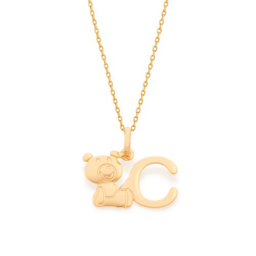 GOLD TEDDY BEAR LETTER PENDANT -LETTER C