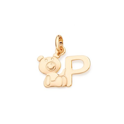 GOLD TEDDY BEAR LETTER PENDANT -LETTER P