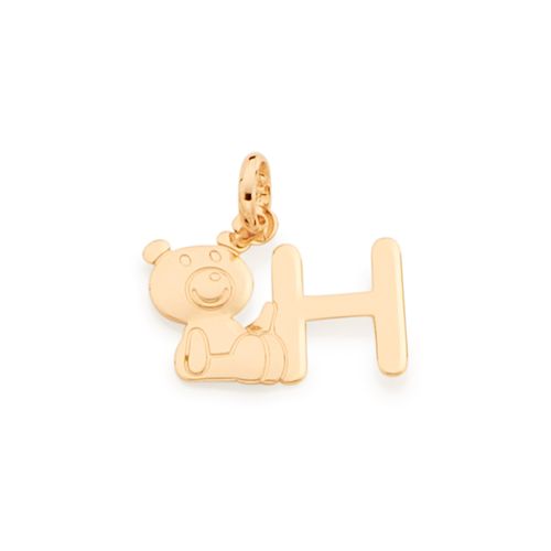 GOLD TEDDY BEAR LETTER PENDANT -LETTER H