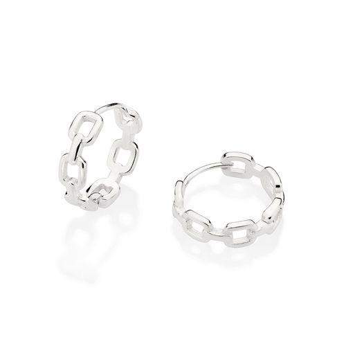 SILVER CHAIN HOOP EARRINGS