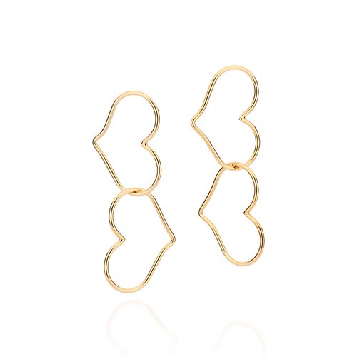 GOLD DOUBLE HEART EARRINGS