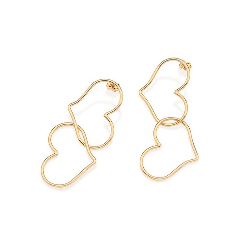 GOLD DOUBLE HEART EARRINGS