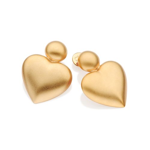 GOLD VINTAGE HEART DANGLY EARRINGS