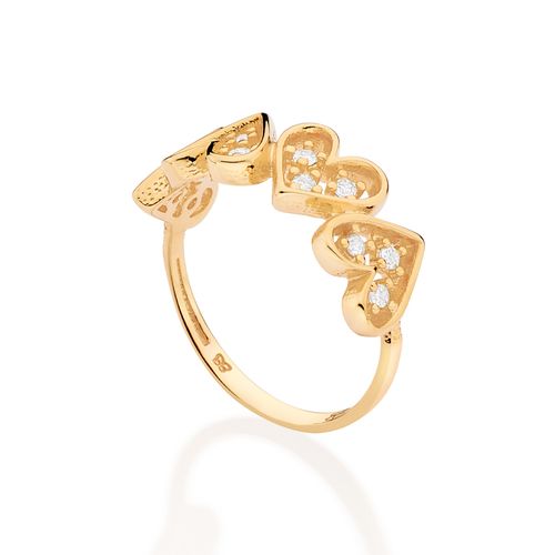 GOLD UP SIDE DOWN HEART SKINNY RING