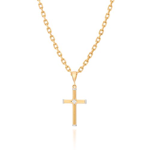 GOLD DOUBLE TONE CROSS MEN’S PENDANT