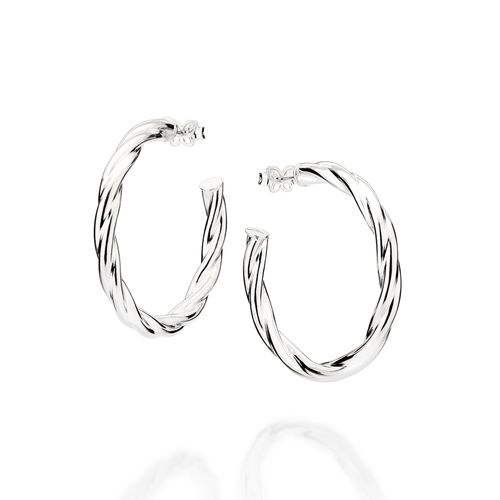 SILVER 925 TWISTED HOOP EARRINGS