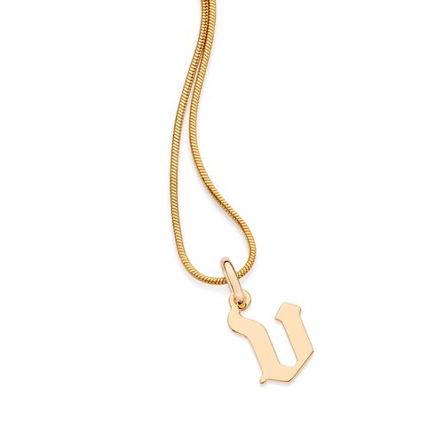 GOLD SCRIPT LETTER PENDANT-LETTER V