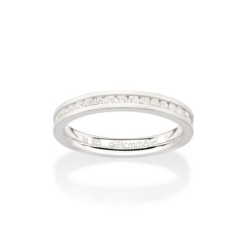 SILVER 925 STUDDED WEDDING BAND IN WHITE