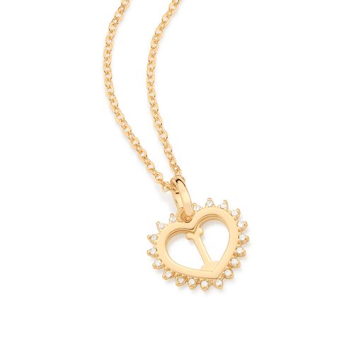 GOLD STUDDED HEART LETTER PENDANT -LETTER I