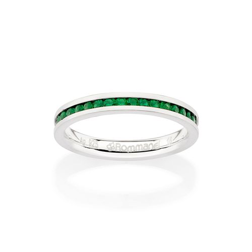 SILVER 925 STUDDED WEDDING BAND IN GREEN