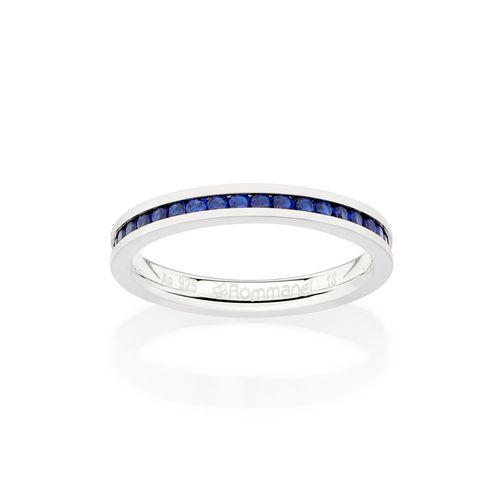 SILVER 925 STUDDED WEDDING BAND IN BLUE