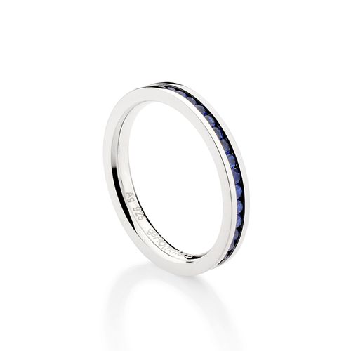 SILVER 925 STUDDED WEDDING BAND IN BLUE