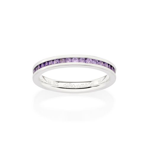 SILVER 925 STUDDED WEDDING BAND IN PURPLE