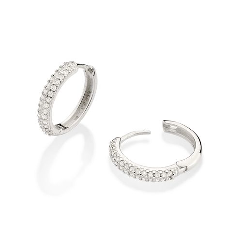 SILVER 925 STUDDED LARGE HOOP EARRINGS