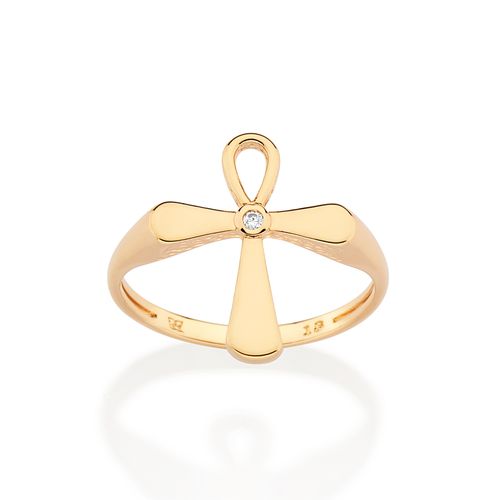 GOLD CROSS SKINNY RING