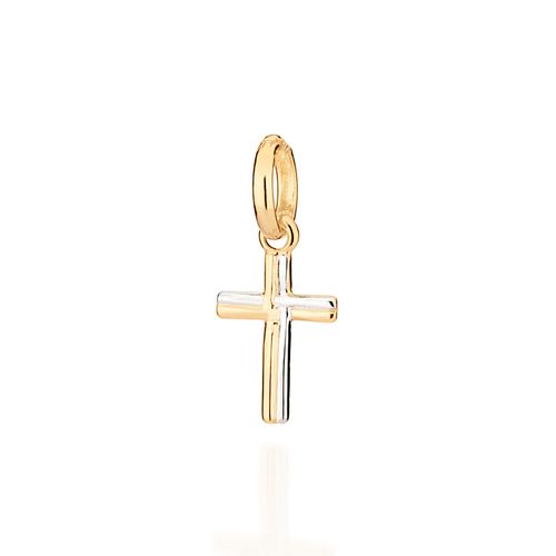 GOLD MEN'S DOUBLE TONE SMALL CROSS PENDANT