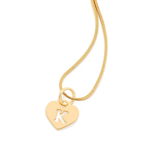 GOLD HEART LETTER PENDANT -LETTER K