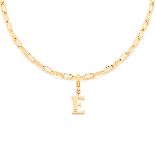 GOLD MODERN LETTER PENDANT -LETTER E