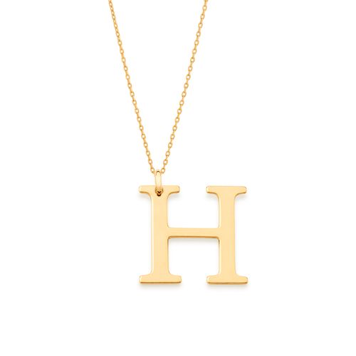 GOLD TRADITIONAL LETTER PENDANT -LETTER H