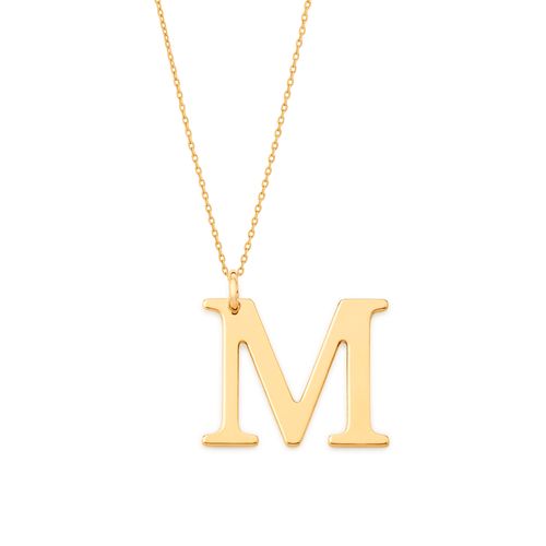 GOLD TRADITIONAL LETTER PENDANT -LETTER M