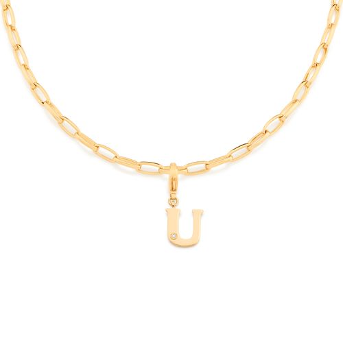 GOLD MODERN LETTER PENDANT -LETTER U