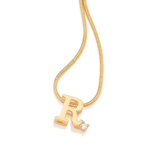 GOLD SPARKLE LETTER PENDANT-LETTER R