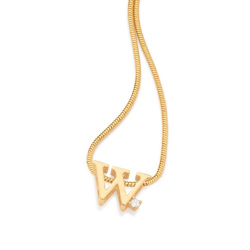 GOLD SPARKLE LETTER PENDANT-LETTER W