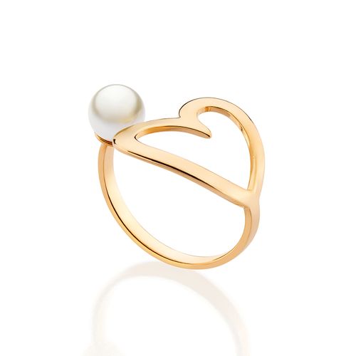 GOLD PEARLED HEART RING