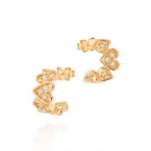 GOLD UP SIDE DOWN HEART HOOP EARRINGS