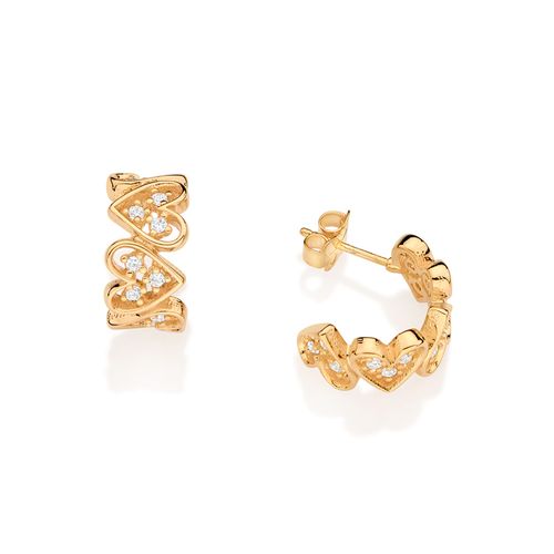 GOLD UP SIDE DOWN HEART HOOP EARRINGS