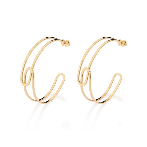 GOLD CROSSED PATHS HOOP EARRINGS