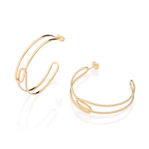 GOLD CROSSED PATHS HOOP EARRINGS