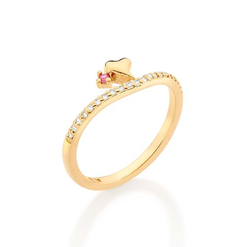 GOLD SHINY HEART SKINNY RING