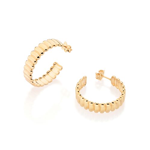 GOLD WAVED THICK HOOP EARRINGS