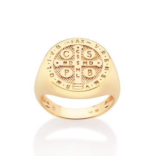 GOLD MEN'S SAINT BENEDICT MAXI RING