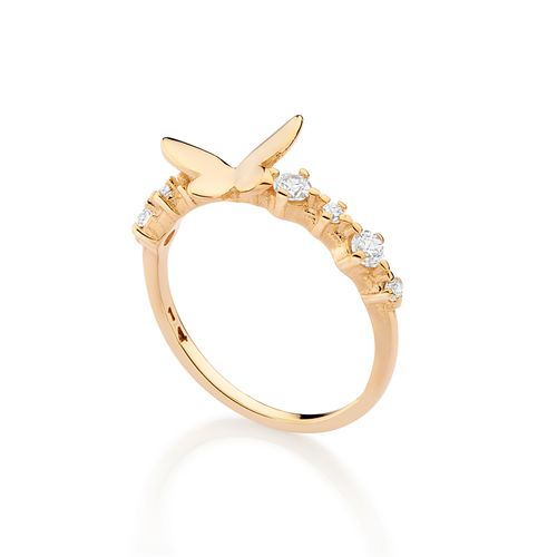 GOLD MINI STUDDED BUTTERFLY SKINNY RING