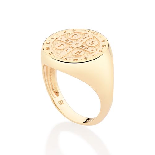 GOLD MEN'S SAINT BENEDICT MAXI RING