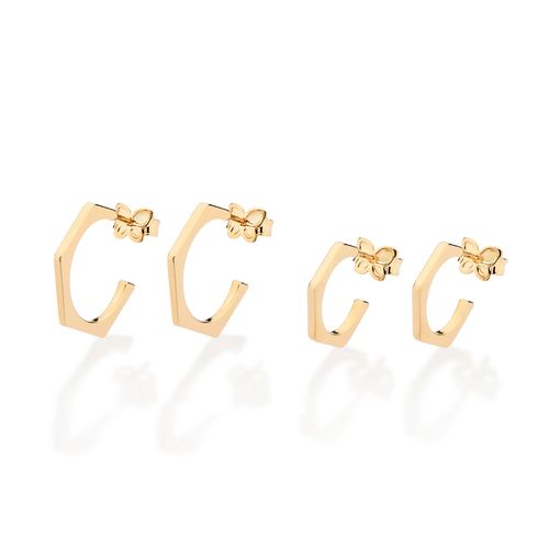 GOLD ABSTRACT SKINNY HUGGIE EARRINGS KIT