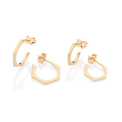 GOLD ABSTRACT SKINNY HUGGIE EARRINGS KIT