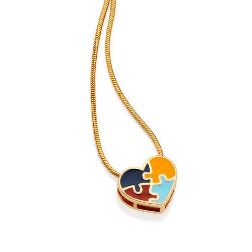 GOLD AUTISM AWARENESS HEART PENDANT