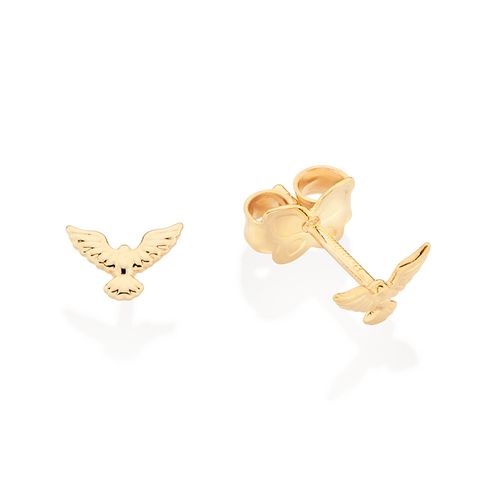 GOLD HOLY SPIRIT DOVE STUD EARRINGS