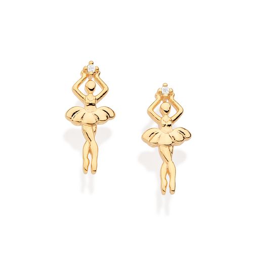 GOLD BALLERINA STUD EARRINGS