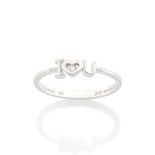 SILVER 925 I HEART U SKINNY RING