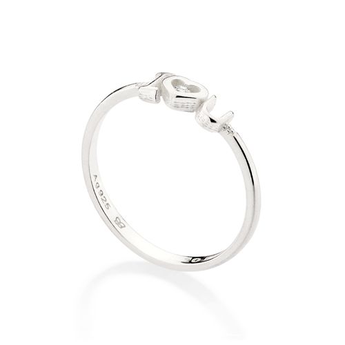 SILVER 925 I HEART U SKINNY RING