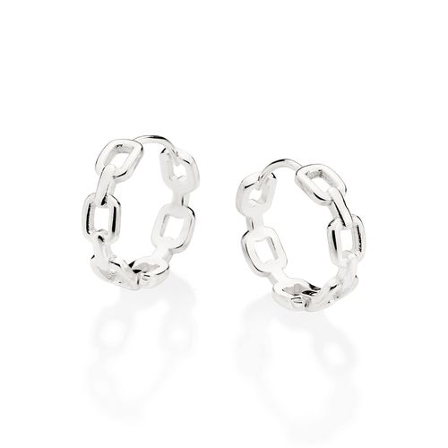 SILVER CHAIN HOOP EARRINGS