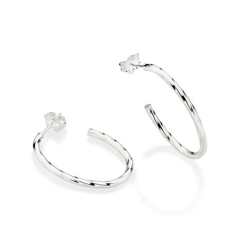 SILVER 925 TWISTED HOOP EARRINGS