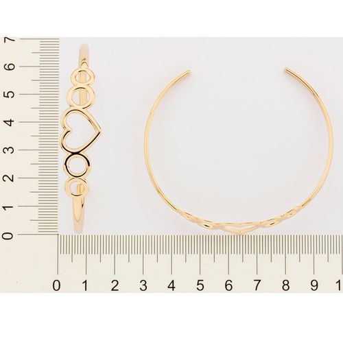 GOLD HEART AND CIRCLE CUFF BRACELET