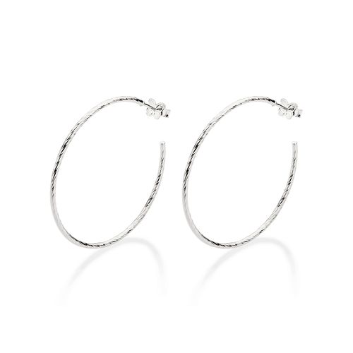 SILVER 925 MEDIUM TWISTED HOOP EARRINGS