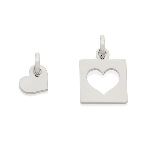 RHODIUM SHARED HEART PENDANT