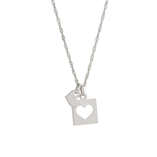 RHODIUM SHARED HEART PENDANT